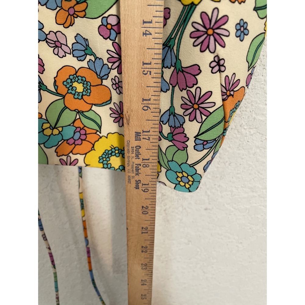 Zara Floral Print Crop Top Sleeveless Tie Back Colorful Summer Retro Size L - Picture 2 of 6